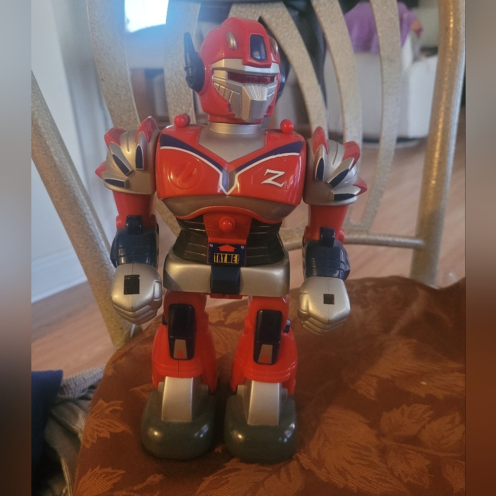 Red and Silver Robot Action Figure